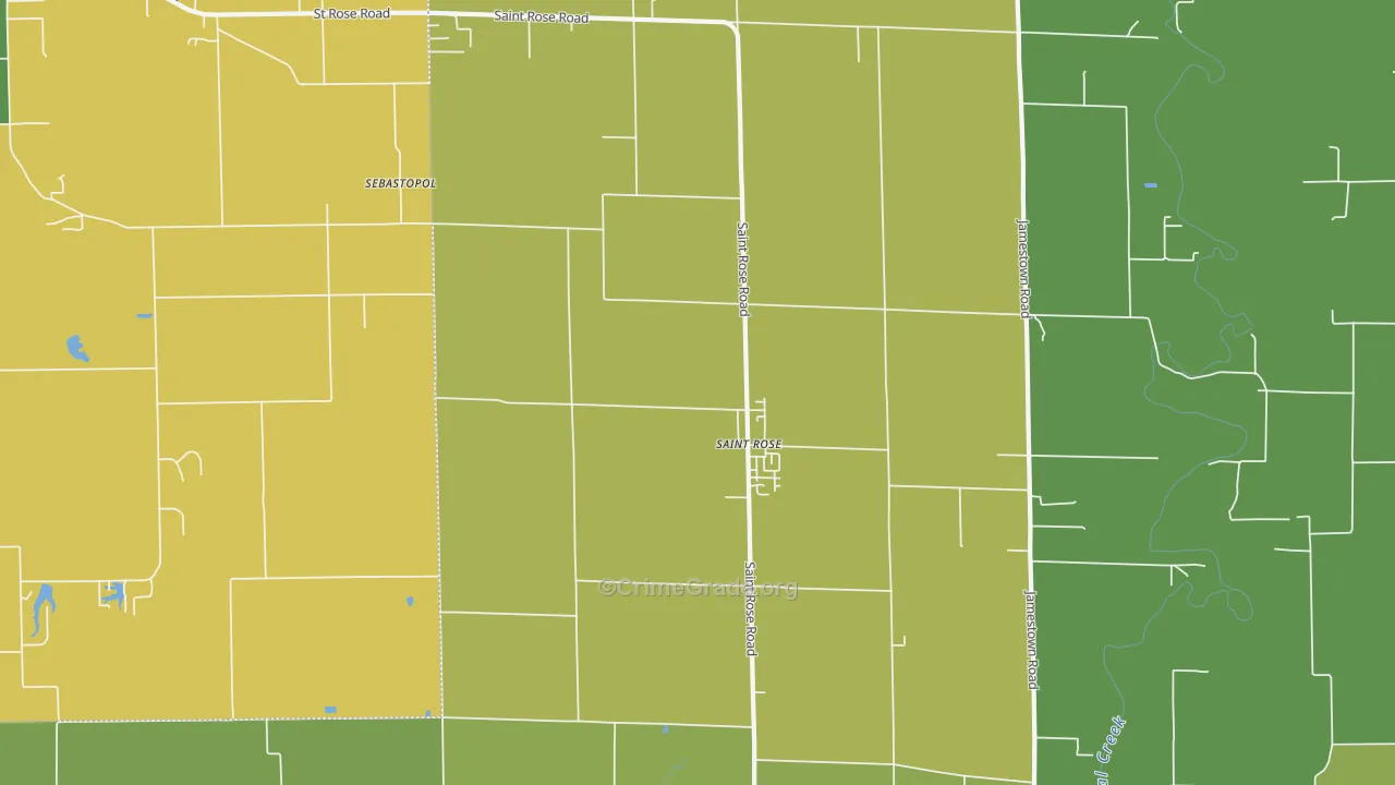 St. Rose, IL Map of Robbery Rates