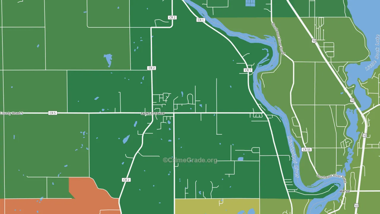 St. Stephen, MN Map of Robbery Rates