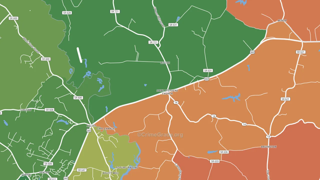 St. Stephens Church, VA Map of Robbery Rates