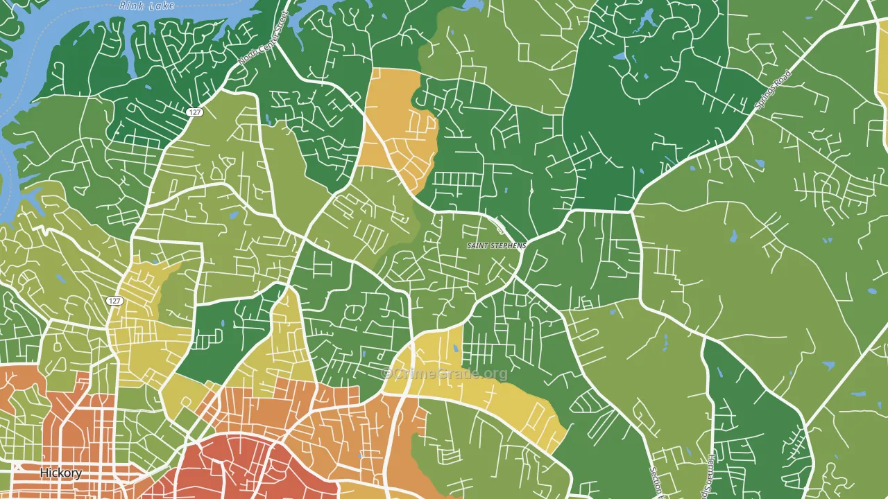 St. Stephens, NC Map of Robbery Rates