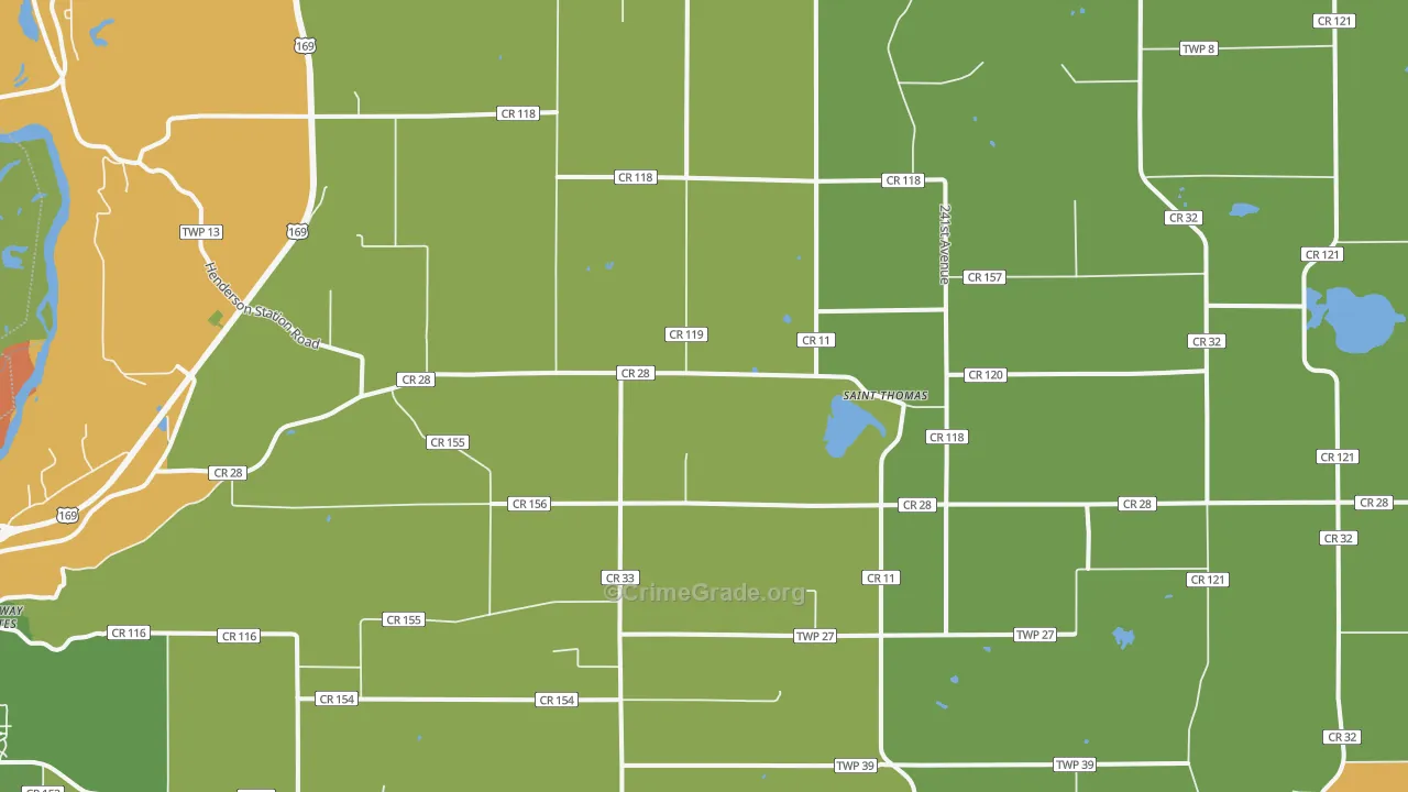 St. Thomas, MN Map of Robbery Rates