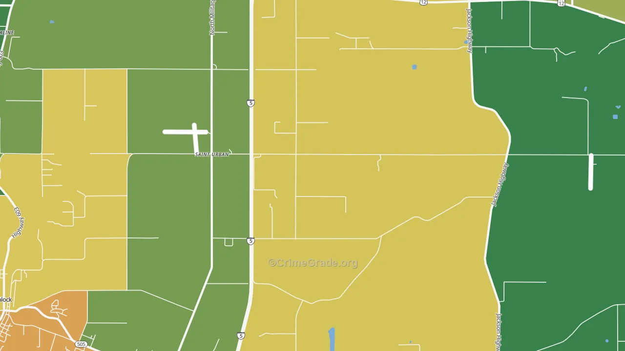 St. Urbans, WA Map of Robbery Rates