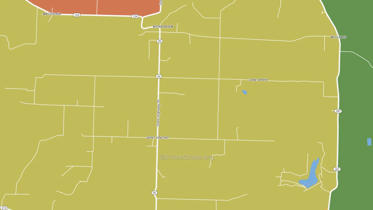 St. Vincent, AR Map of Robbery Rates