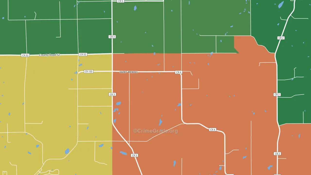 St. Wendel, MN Map of Robbery Rates