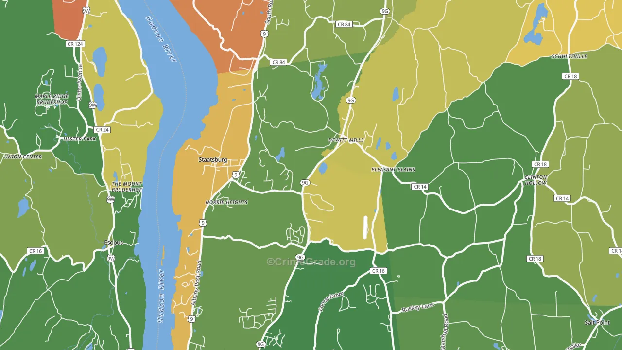 Staatsburg, NY Map of Robbery Rates