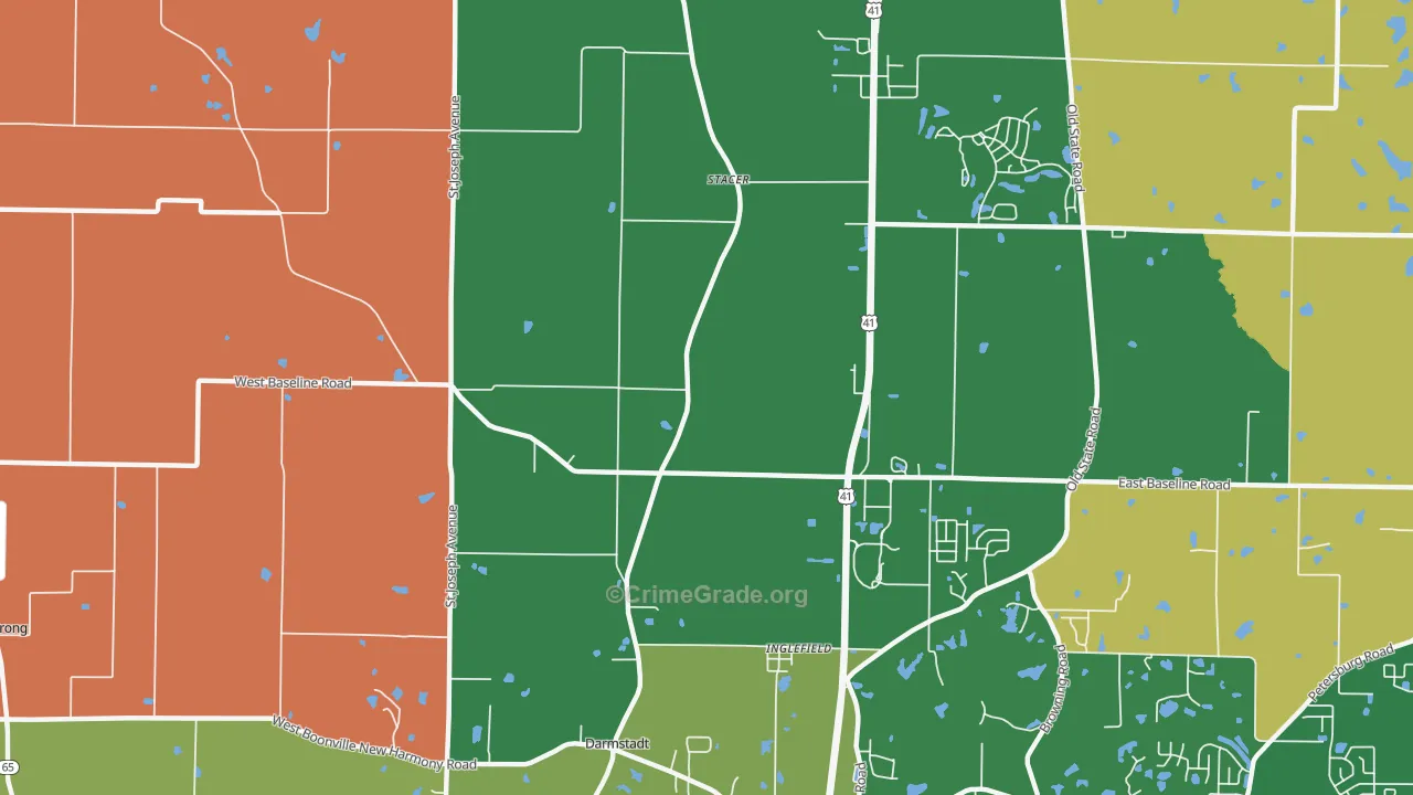 Stacer, IN Map of Robbery Rates