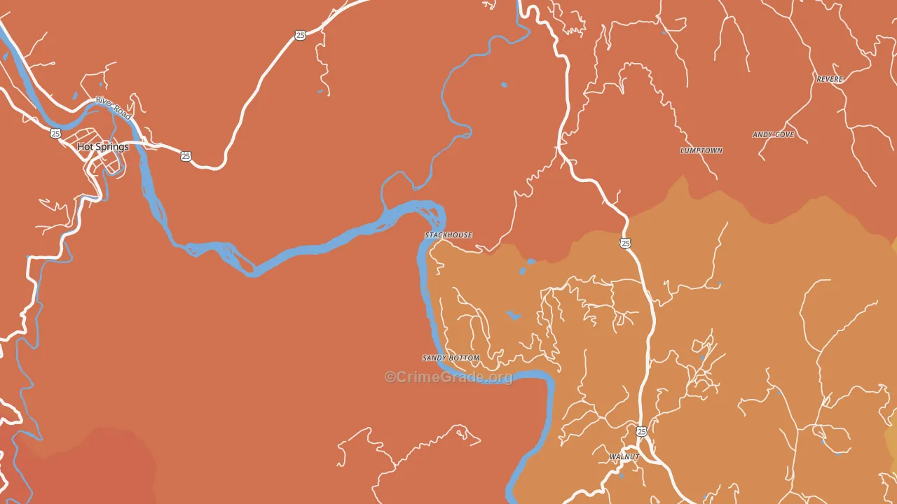 Stackhouse, NC Map of Robbery Rates