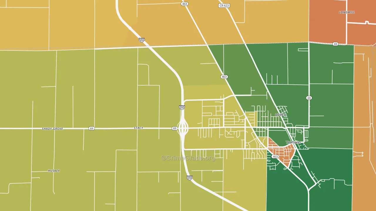 Stacy, AR Map of Robbery Rates