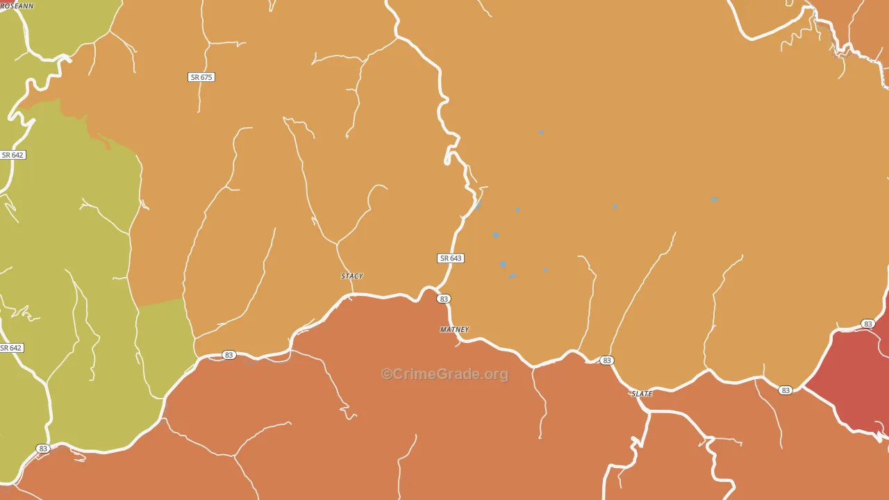 Stacy, VA Map of Robbery Rates