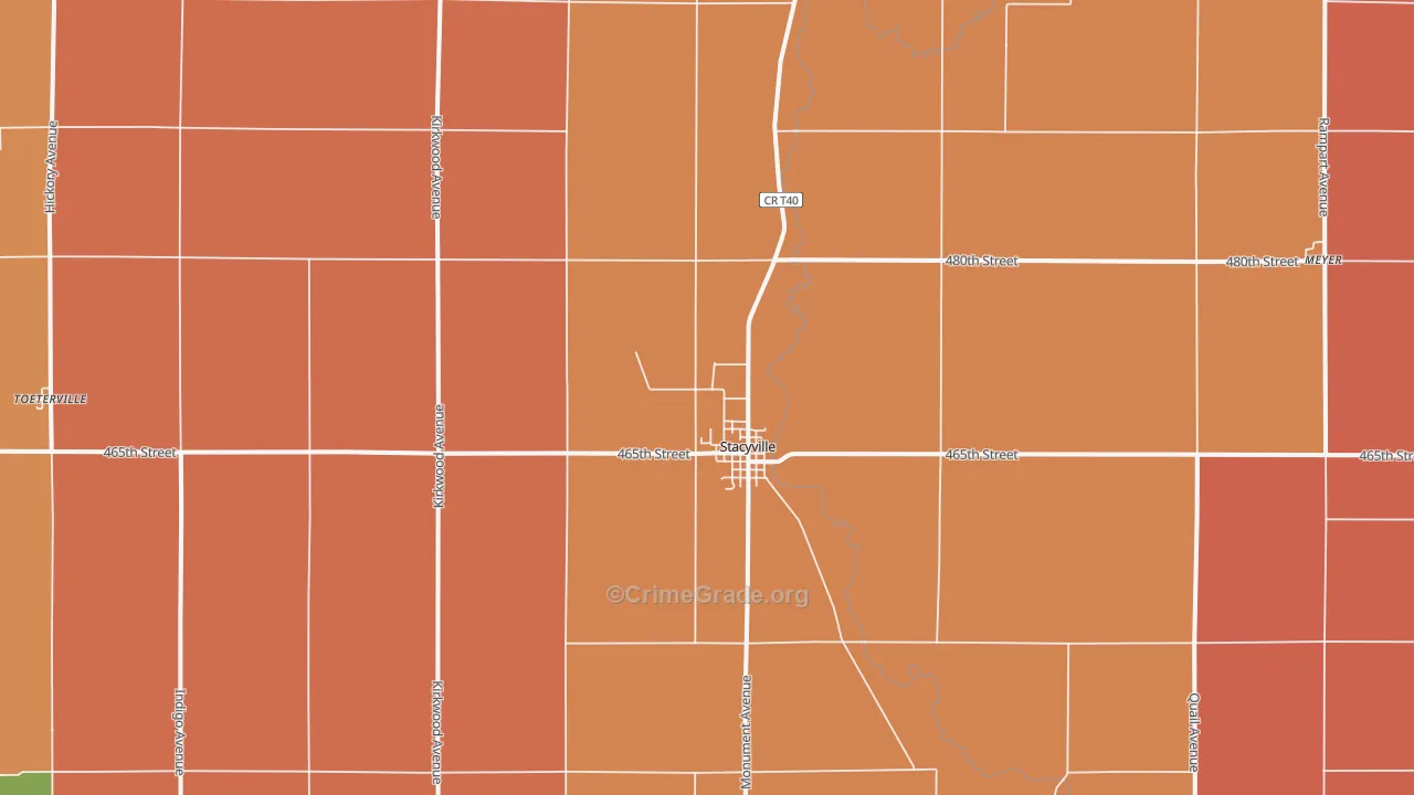Stacyville, IA Map of Robbery Rates