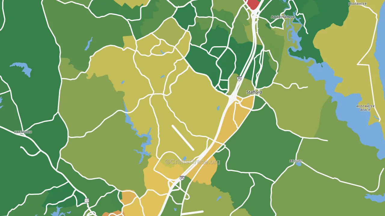 Stafford County, VA Map of Robbery Rates