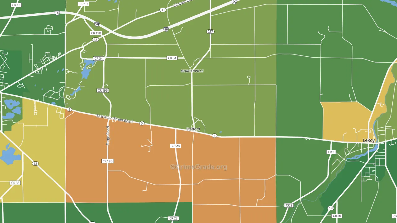 Stafford, NY Map of Robbery Rates