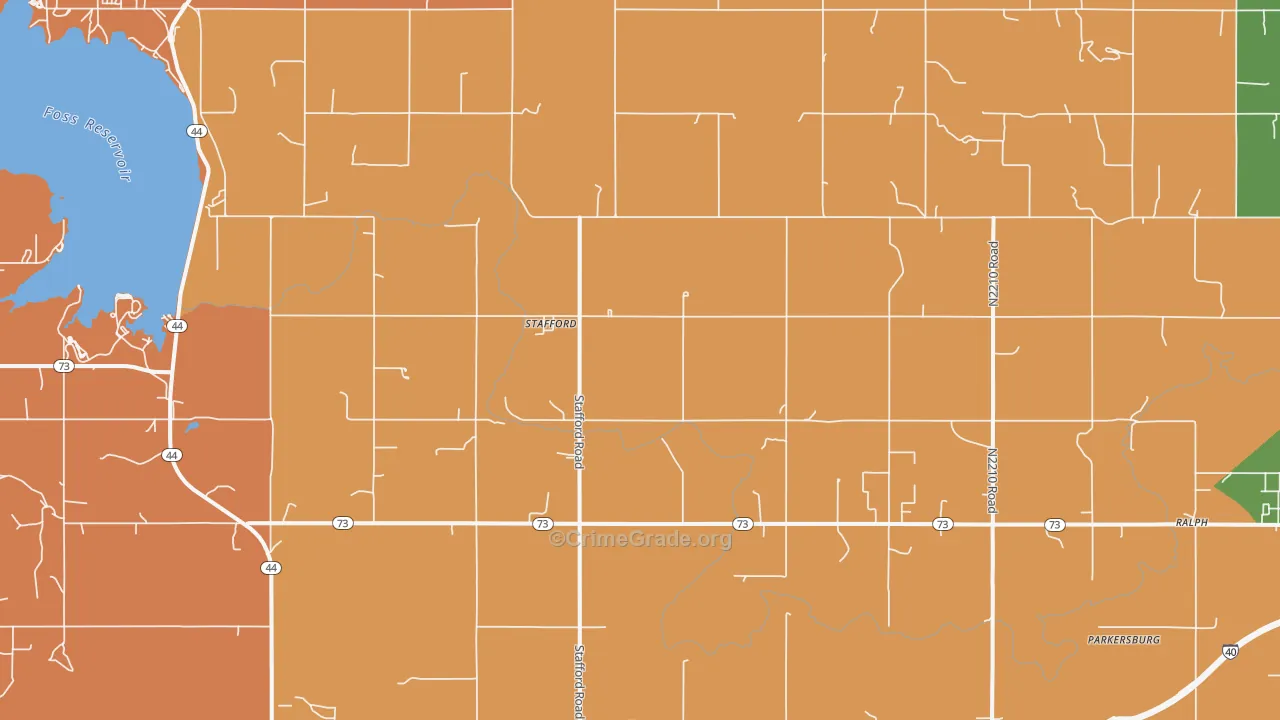 Stafford, OK Map of Robbery Rates