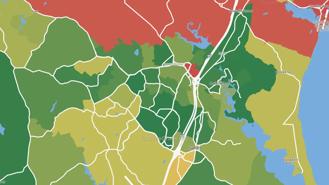 Stafford, VA Map of Robbery Rates