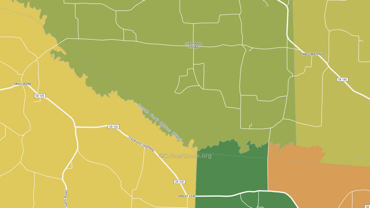 Staffords Store, TN Map of Robbery Rates