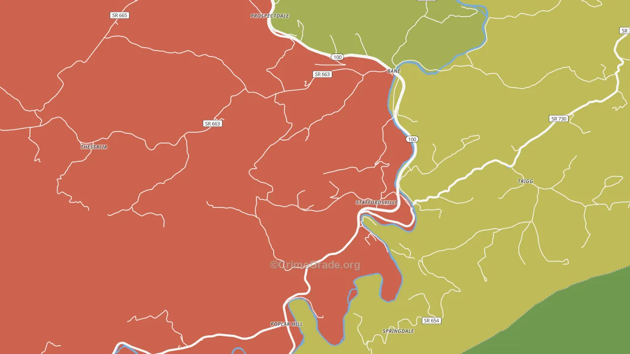 Staffordsville, VA Map of Robbery Rates