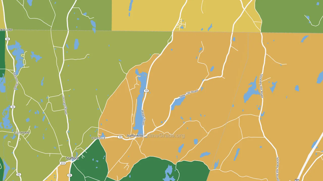 Staffordville, CT Map of Robbery Rates