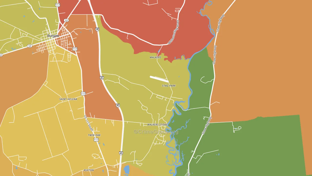 Stag Park, NC Map of Robbery Rates