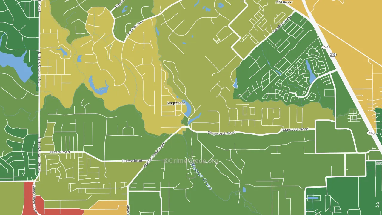 Stagecoach, TX Map of Robbery Rates