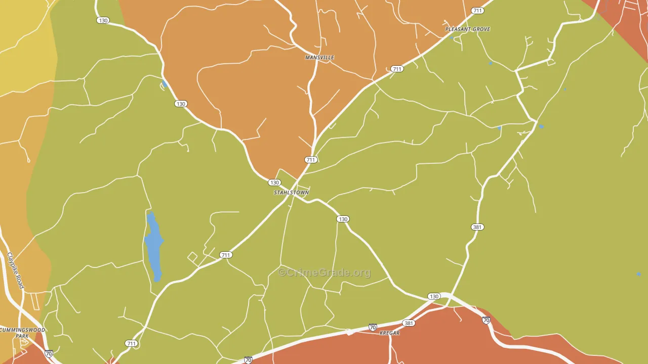 Stahlstown, PA Map of Robbery Rates