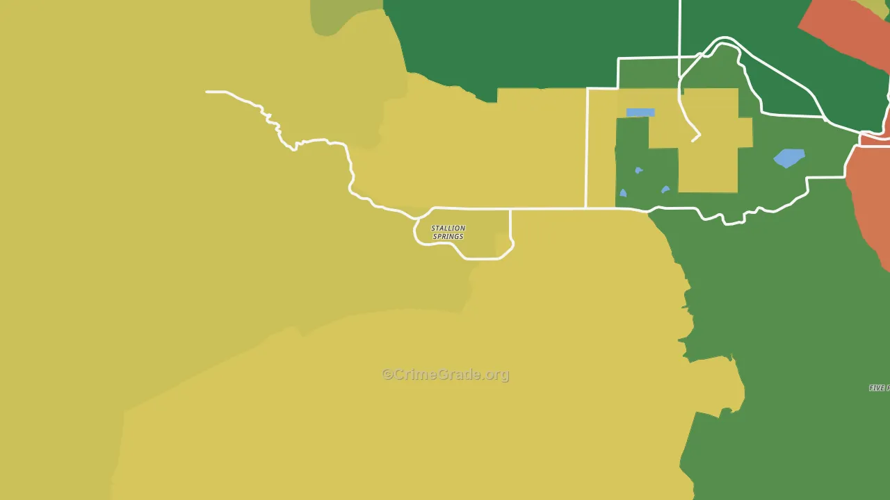 Stallion Springs, CA Map of Robbery Rates