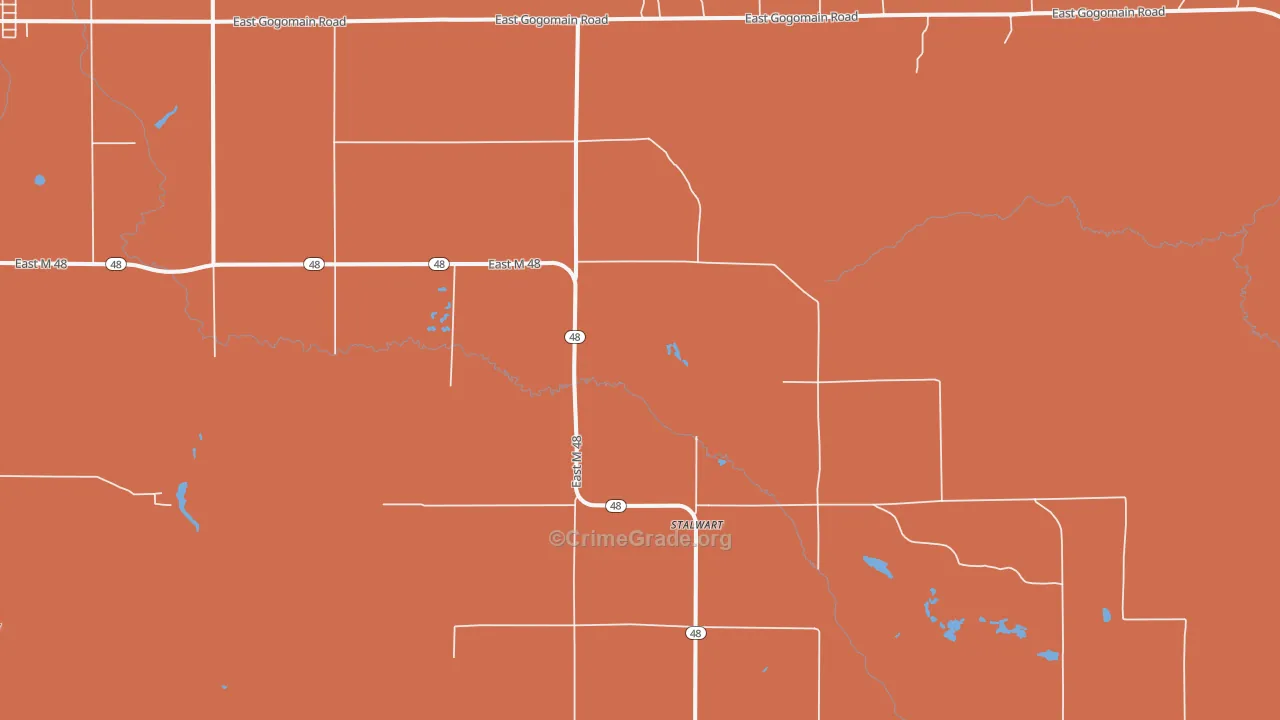 Stalwart, MI Map of Robbery Rates