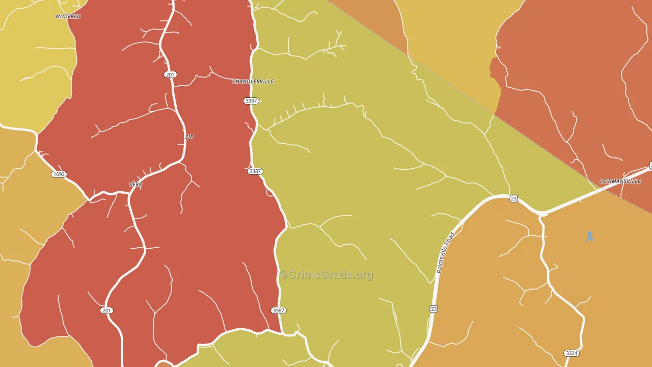 Stambaugh, KY Map of Robbery Rates