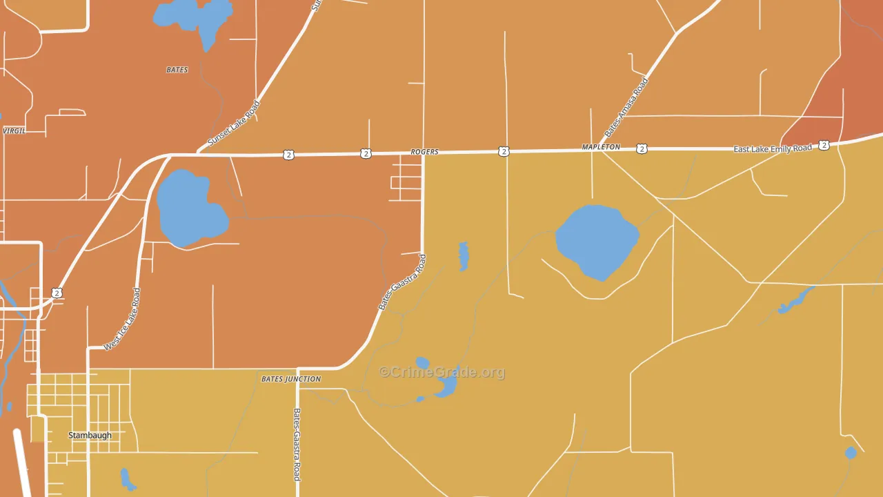 Stambaugh, MI Map of Robbery Rates