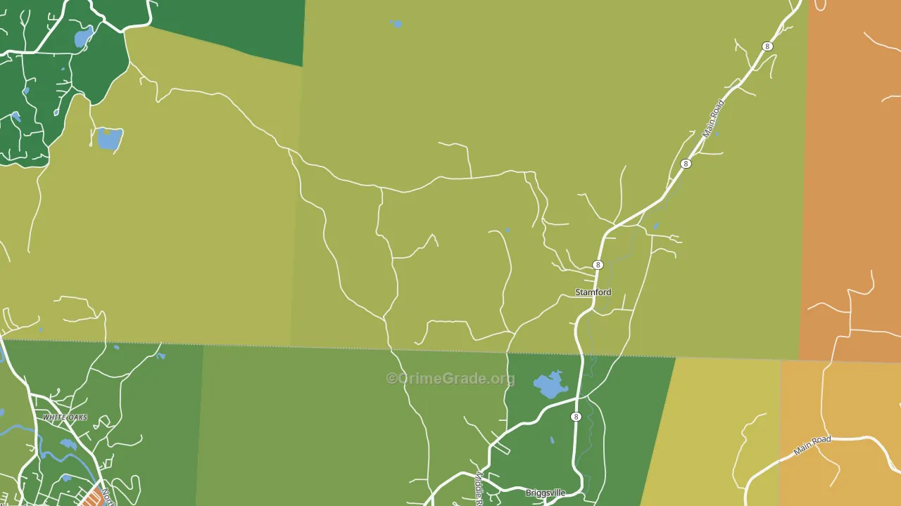 Stamford, VT Map of Robbery Rates