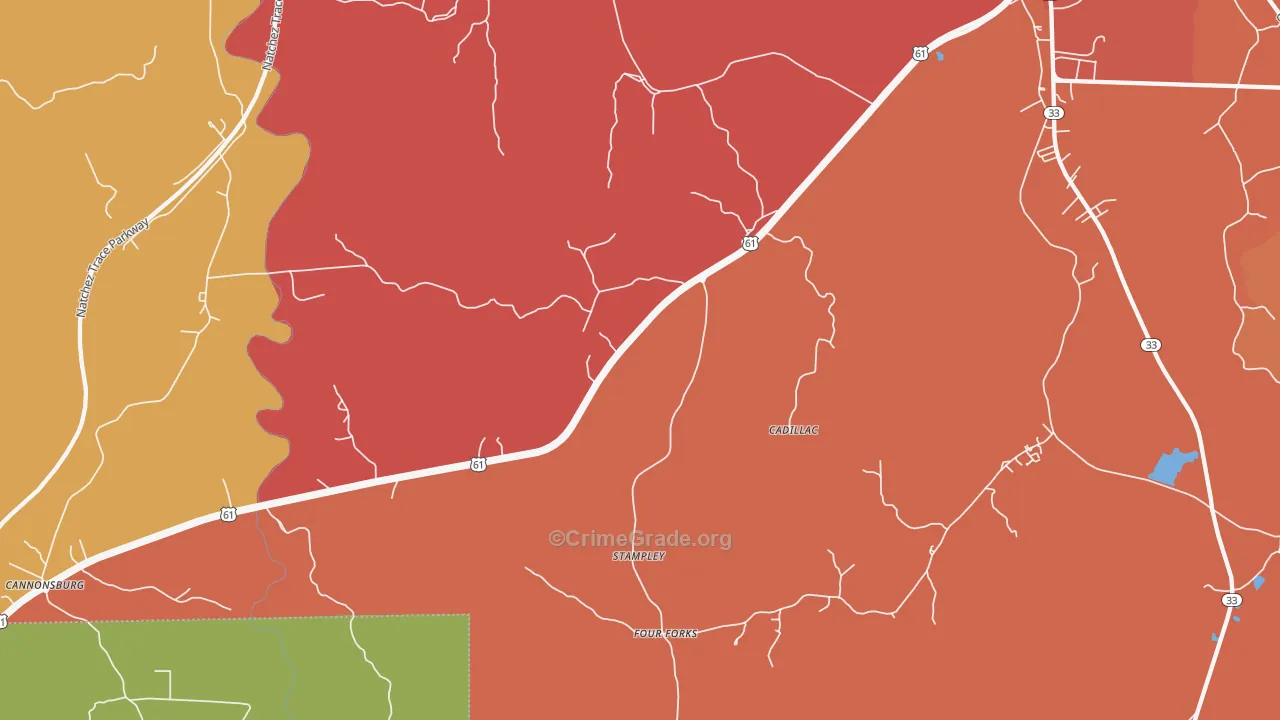 Stampley, MS Map of Robbery Rates