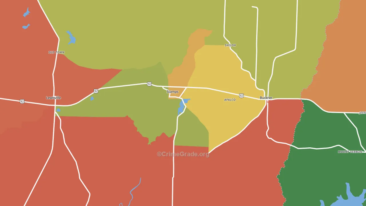 Stamps, AR Map of Robbery Rates