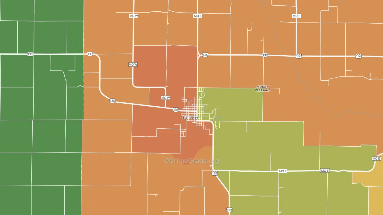 Stanberry, MO Map of Robbery Rates