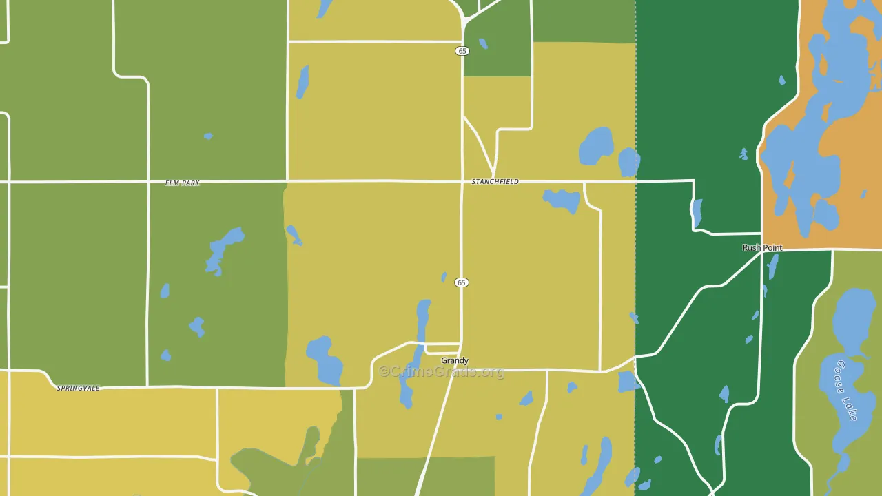 Stanchfield, MN Map of Robbery Rates