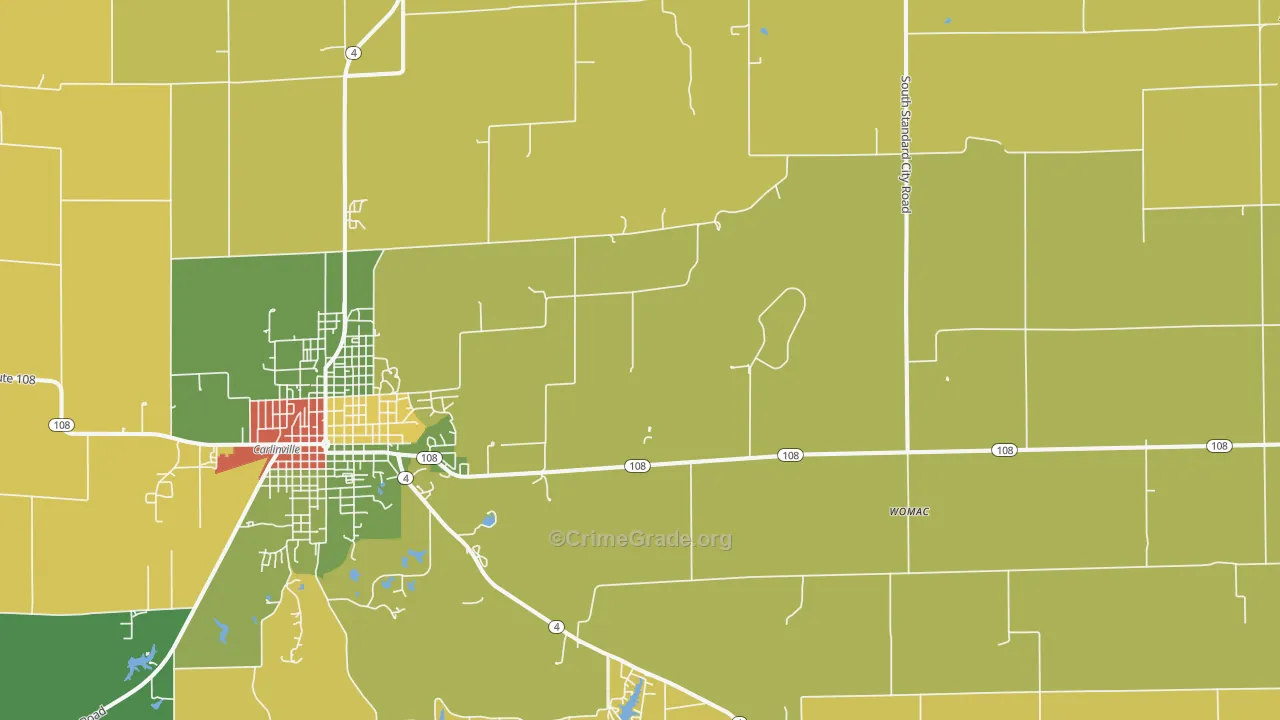 Standard City, IL Map of Robbery Rates