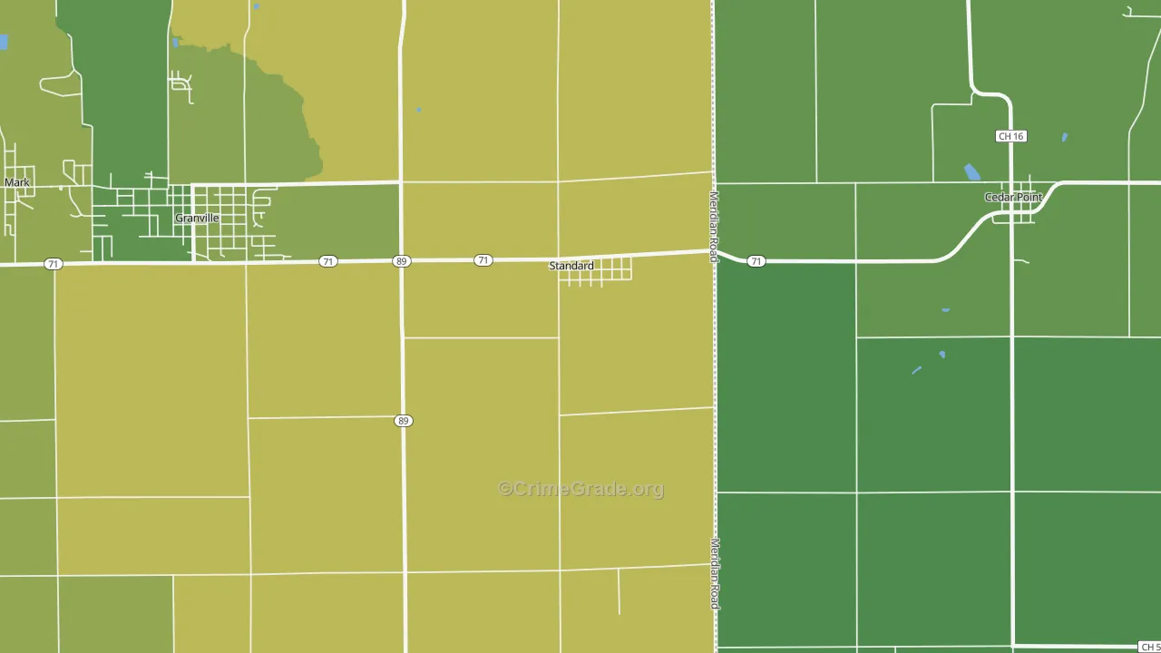 Standard, IL Map of Robbery Rates