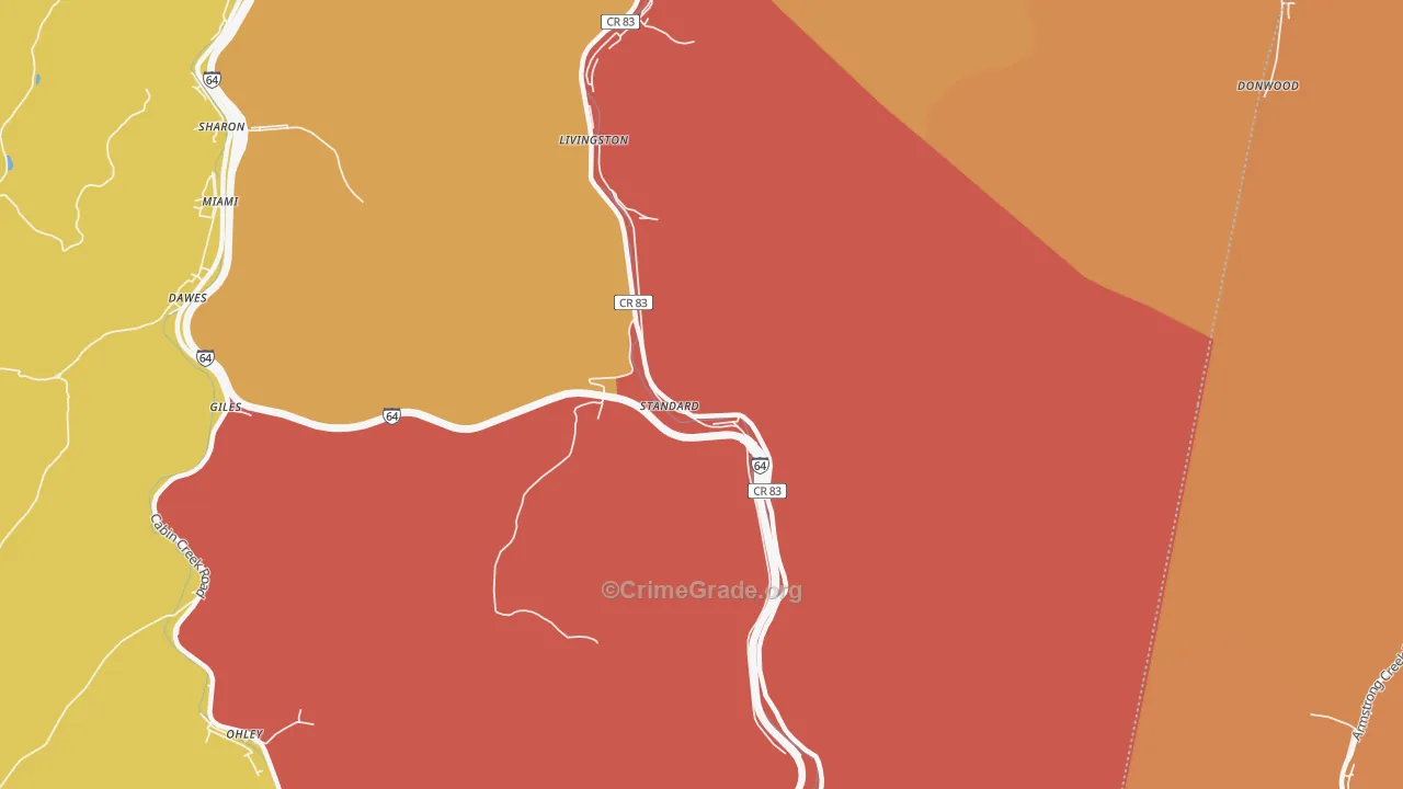 Standard, WV Map of Robbery Rates