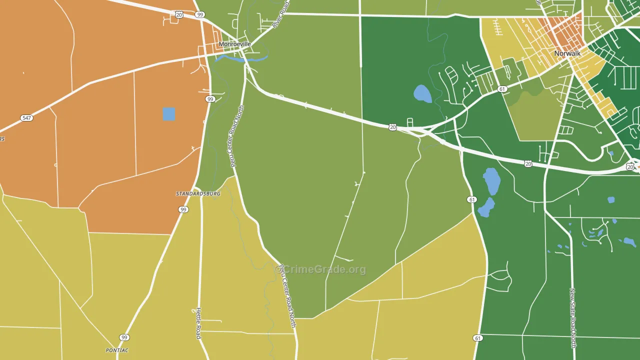 Standardsburg, OH Map of Robbery Rates