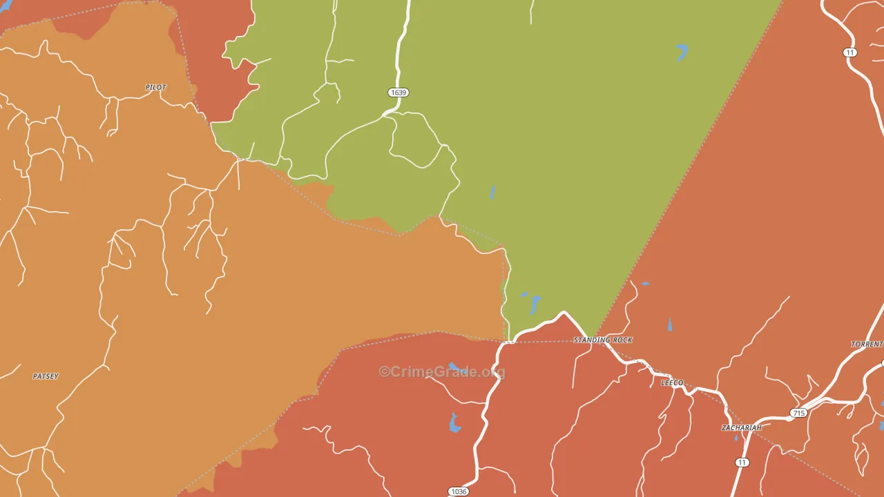 Standing Rock, KY Map of Robbery Rates