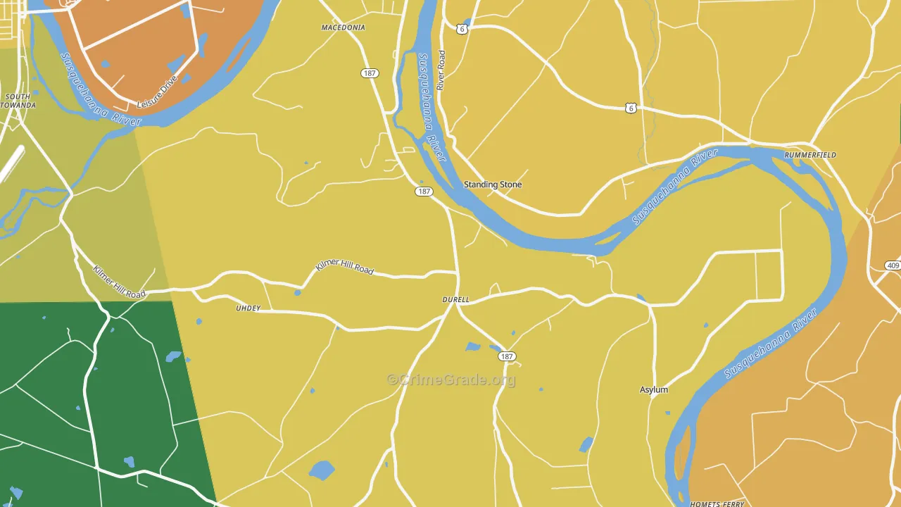 Standing Stone, PA Map of Robbery Rates
