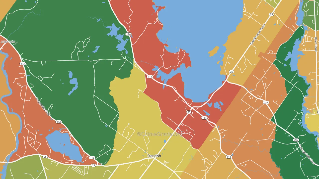 Standish, ME Map of Robbery Rates