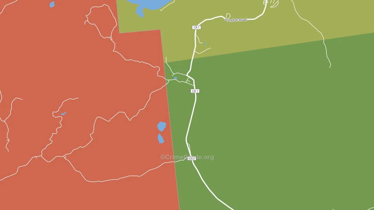 Standish, NY Map of Robbery Rates