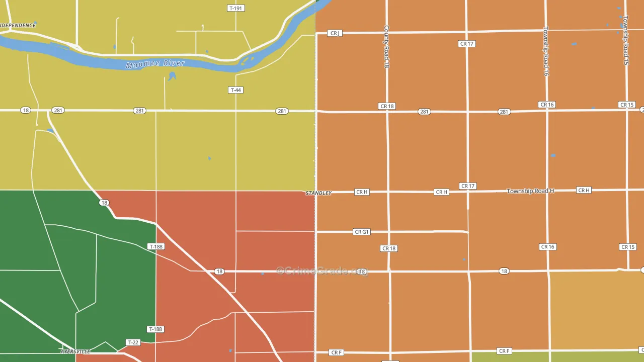 Standley, OH Map of Robbery Rates