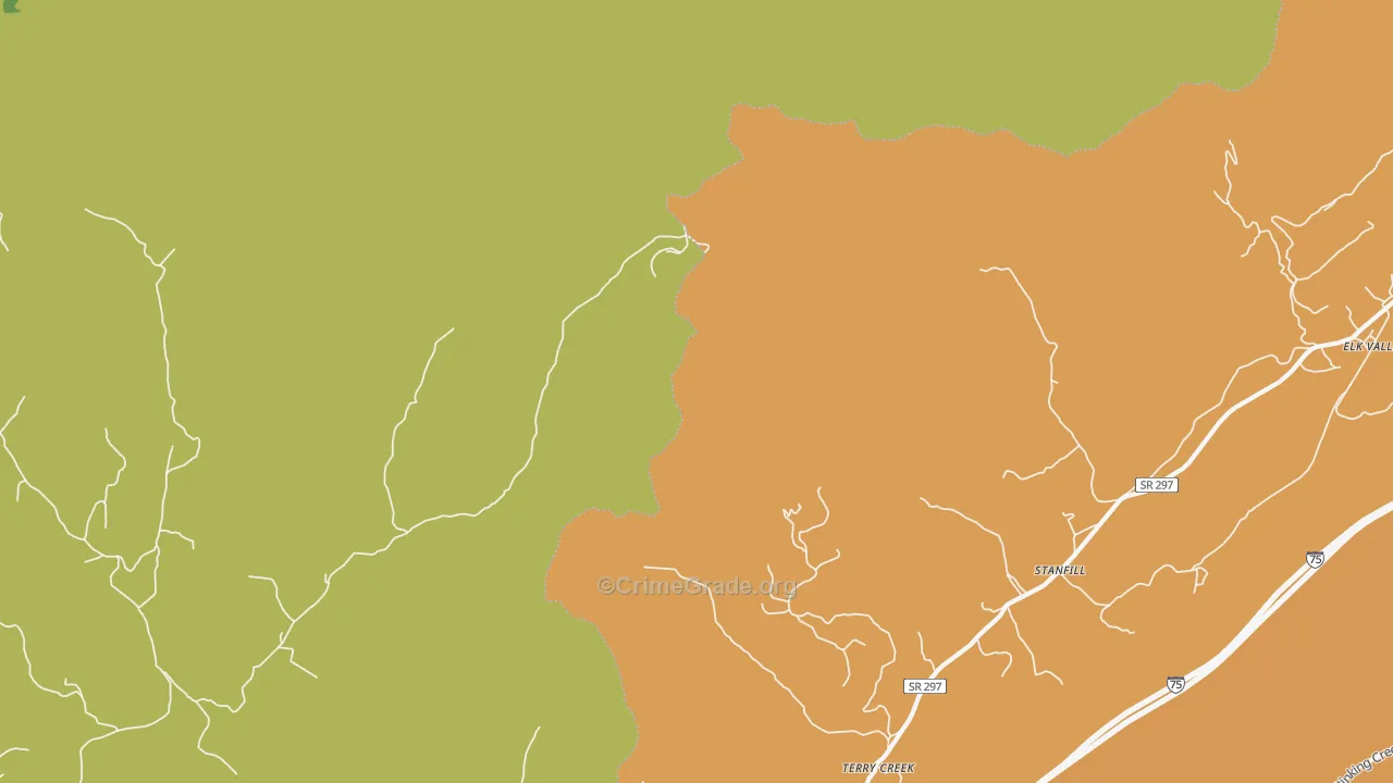 Stanfield, TN Map of Robbery Rates