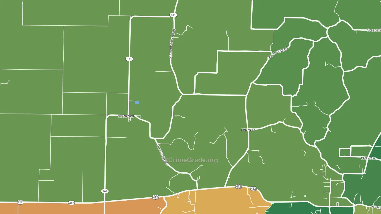 Stanford, AR Map of Robbery Rates