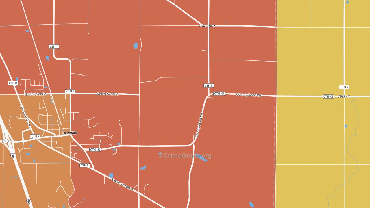 Stangelville, WI Map of Robbery Rates