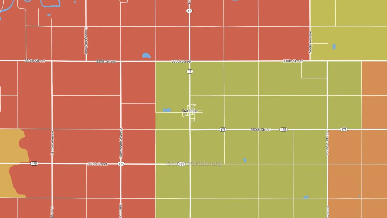 Stanhope, IA Map of Robbery Rates