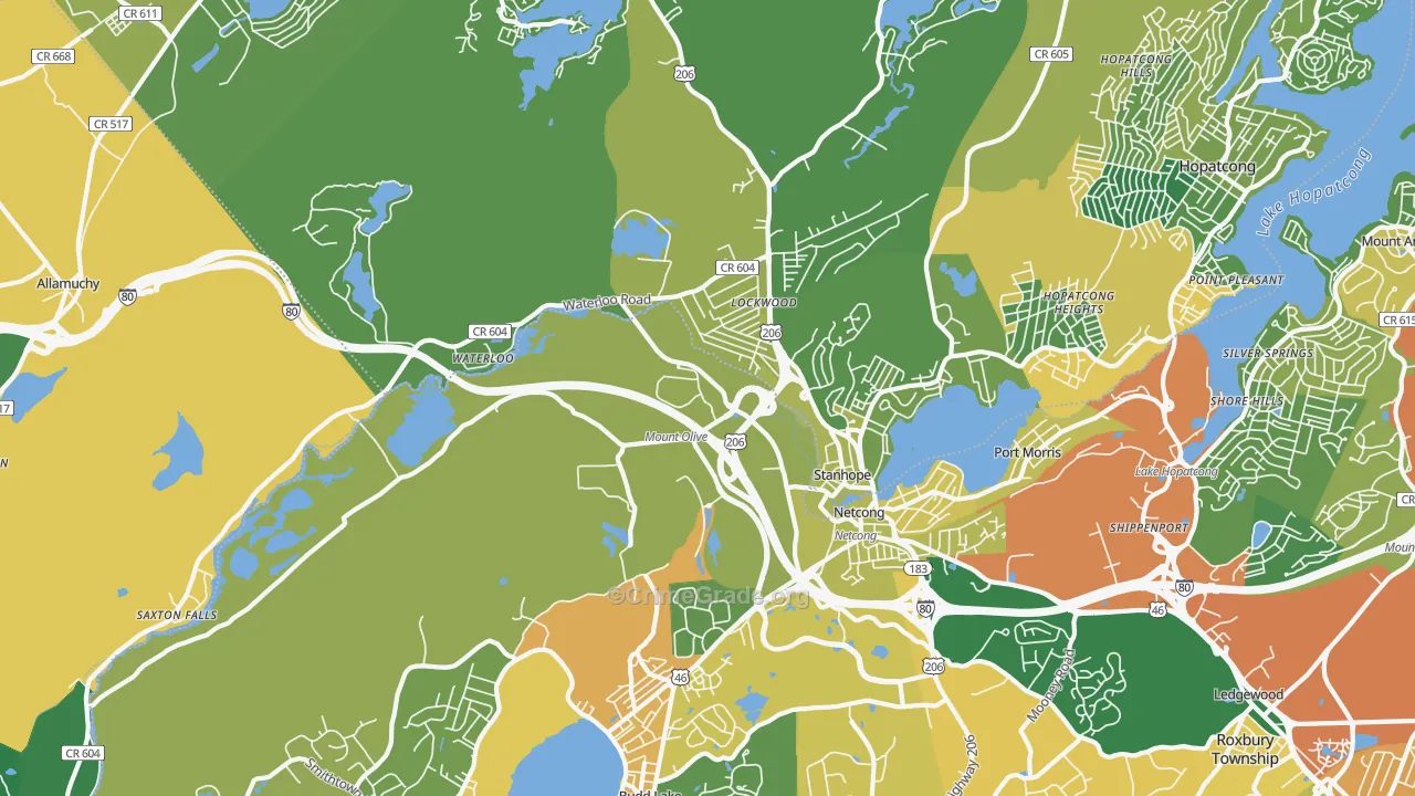 Stanhope, NJ Map of Robbery Rates