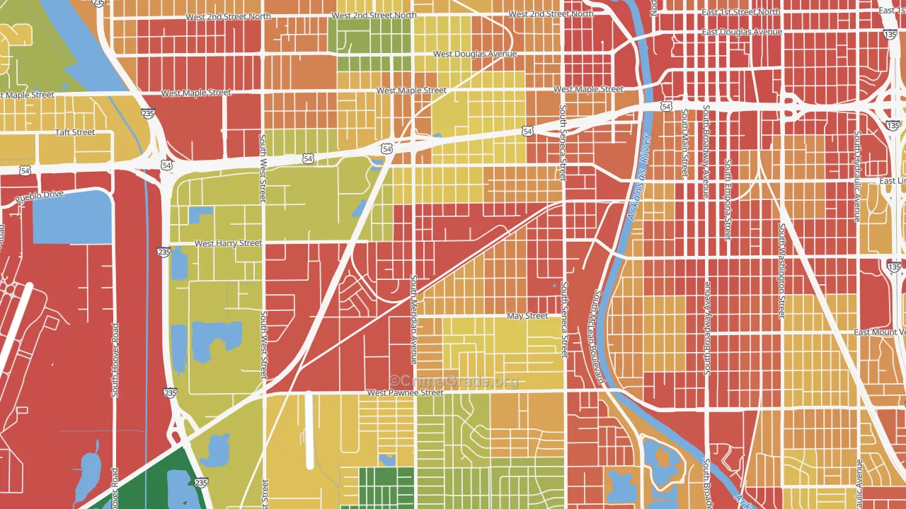 Stanley-Aley, Wichita, KS Map of Robbery Rates
