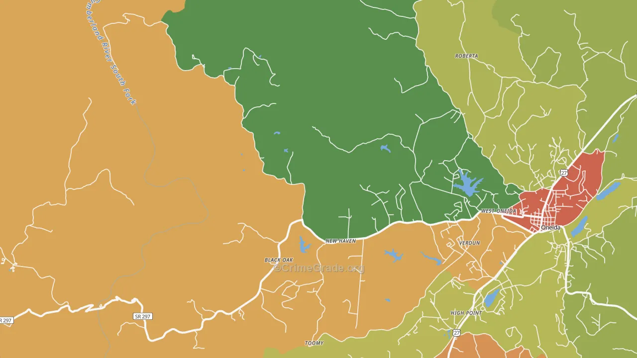Stanley Junction, TN Map of Robbery Rates