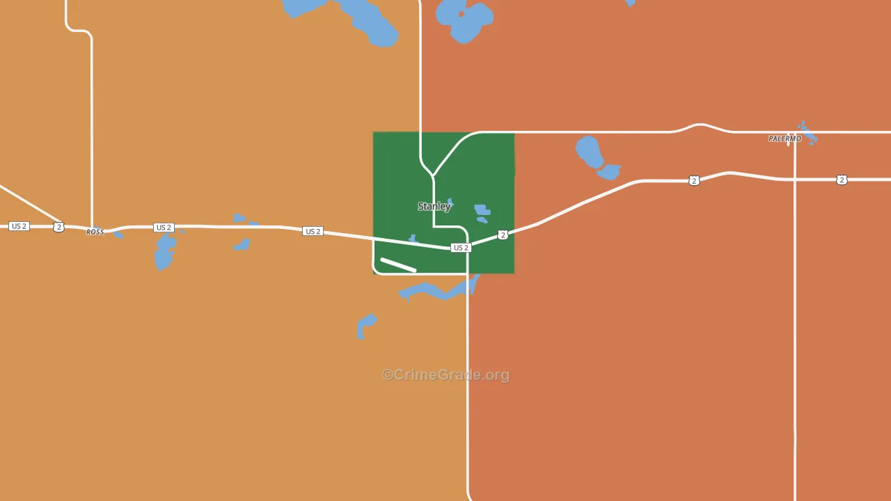 Stanley, ND Map of Robbery Rates